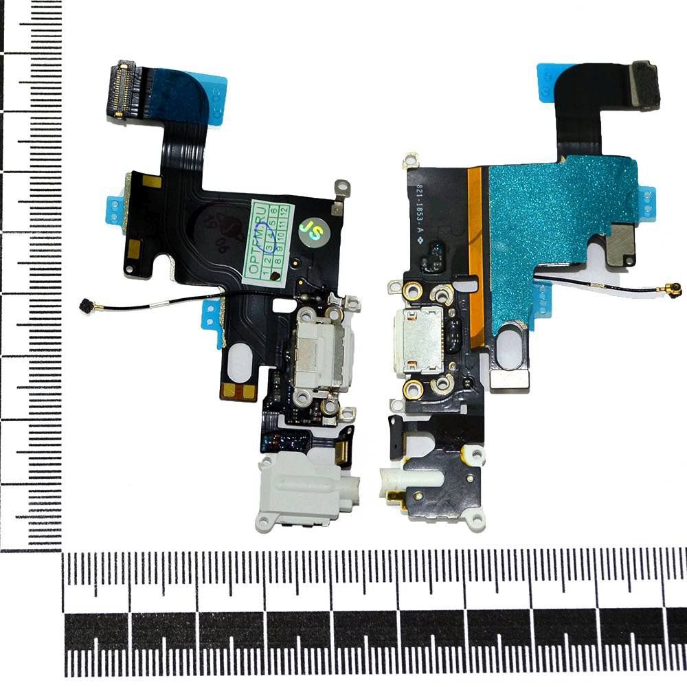 Шлейф iPhone 6 + разъем зарядки + разъем гарнитуры + микрофон белый orig Factory