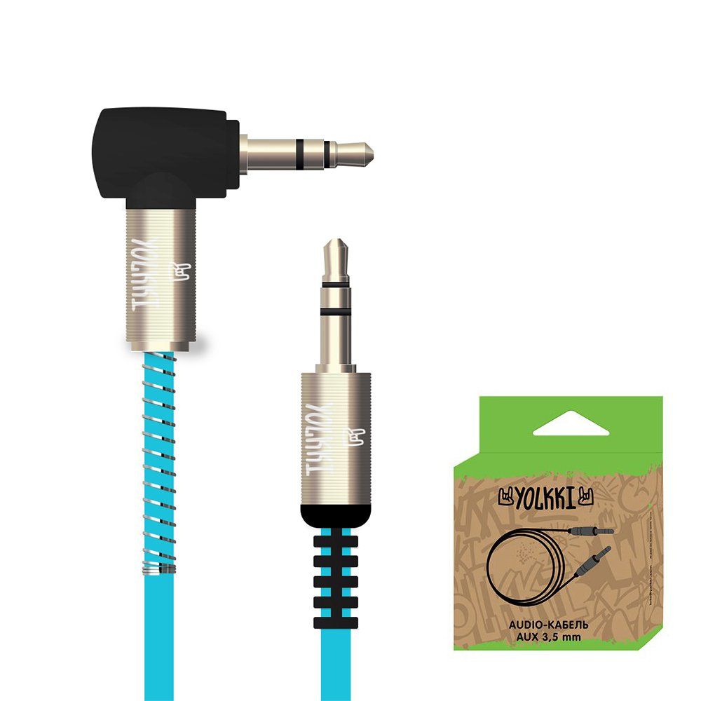 Кабель AUX YOLKKI Harp box синий (1м)