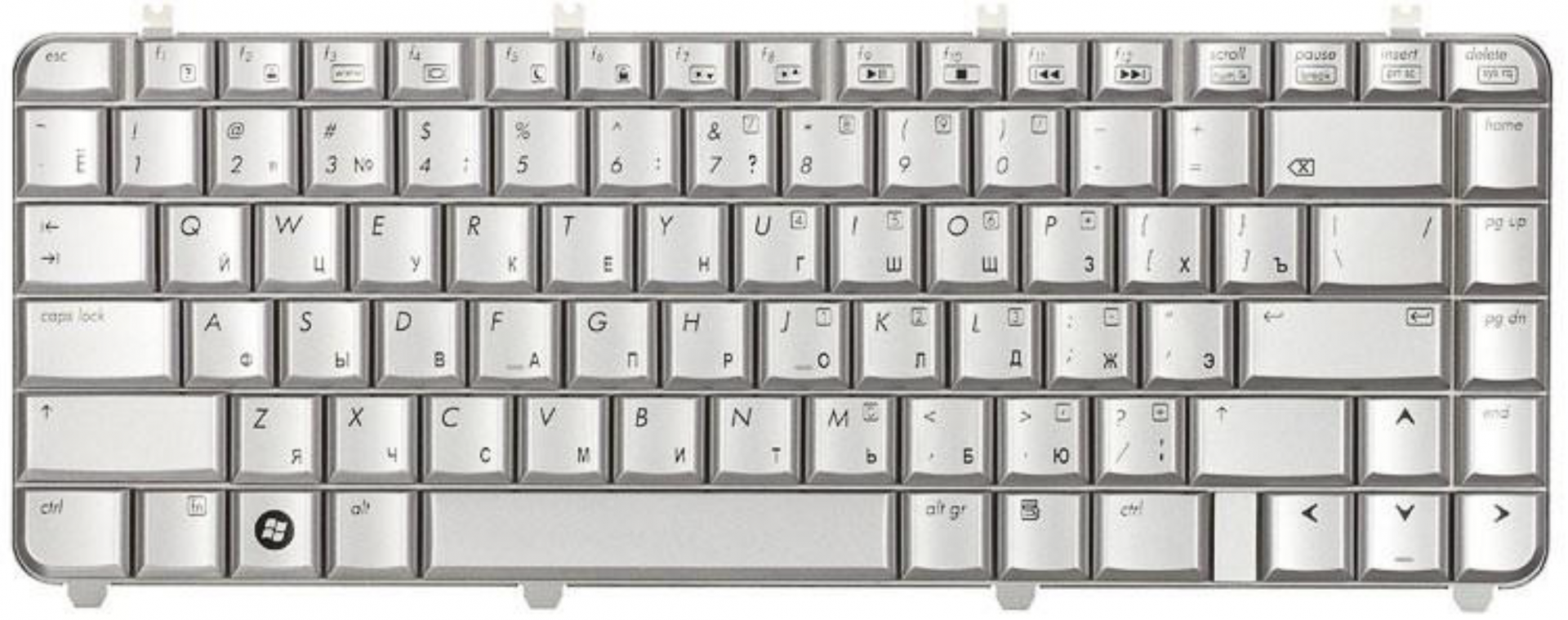 Клавиатура HP Pavilion DV5-1120 серебристая, OEM