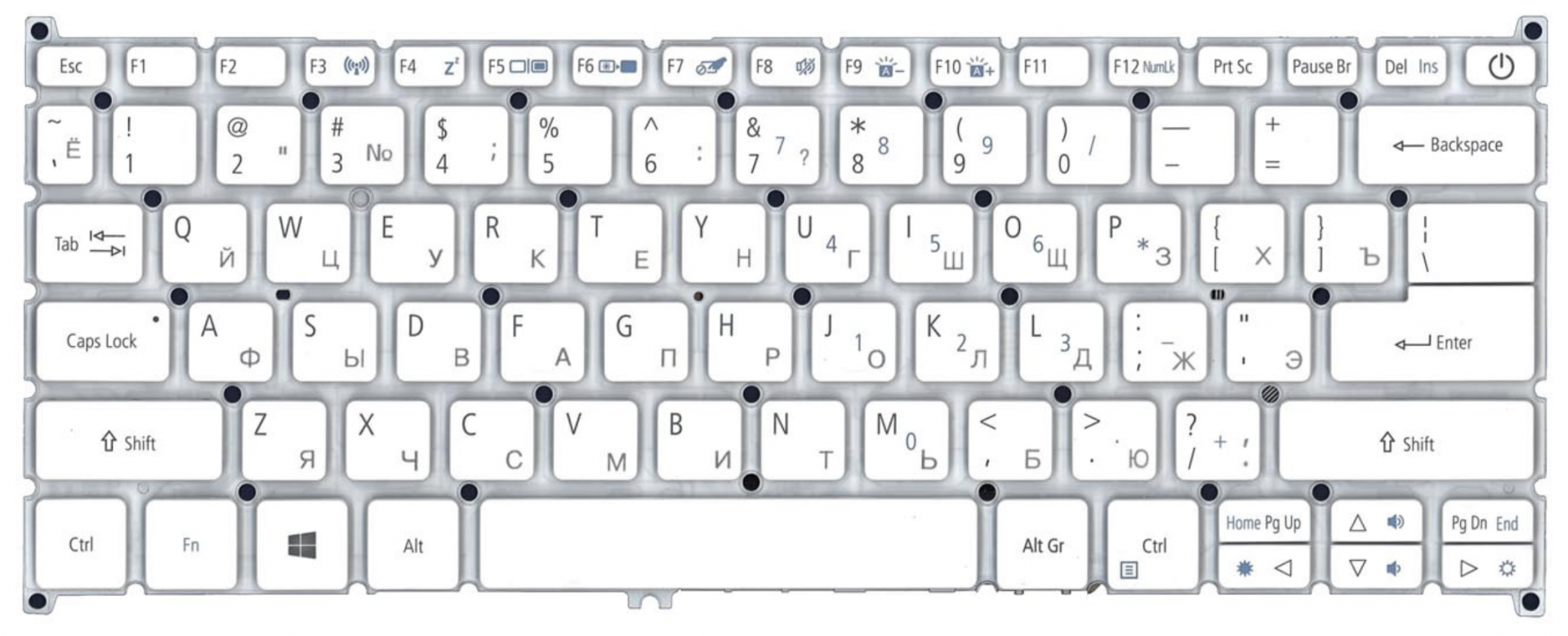 Клавиатура Acer Aspire Swift SF314-52G серебристая с подсветкой, OEM