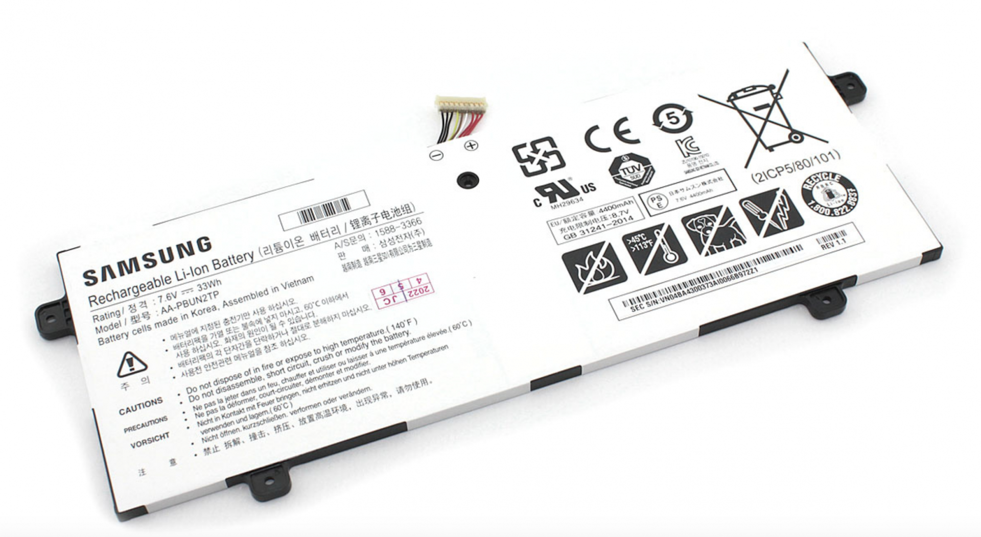 Аккумулятор Samsung XE501C13 7.6V, 33Wh, Original