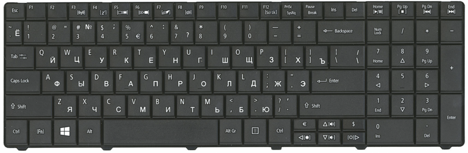 Клавиатура Acer TravelMate 5542 черная OEM