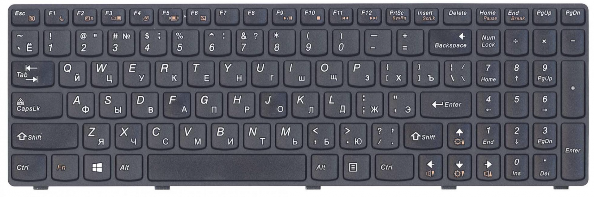 Клавиатура Lenovo IdeaPad G505S версия 2, OEM