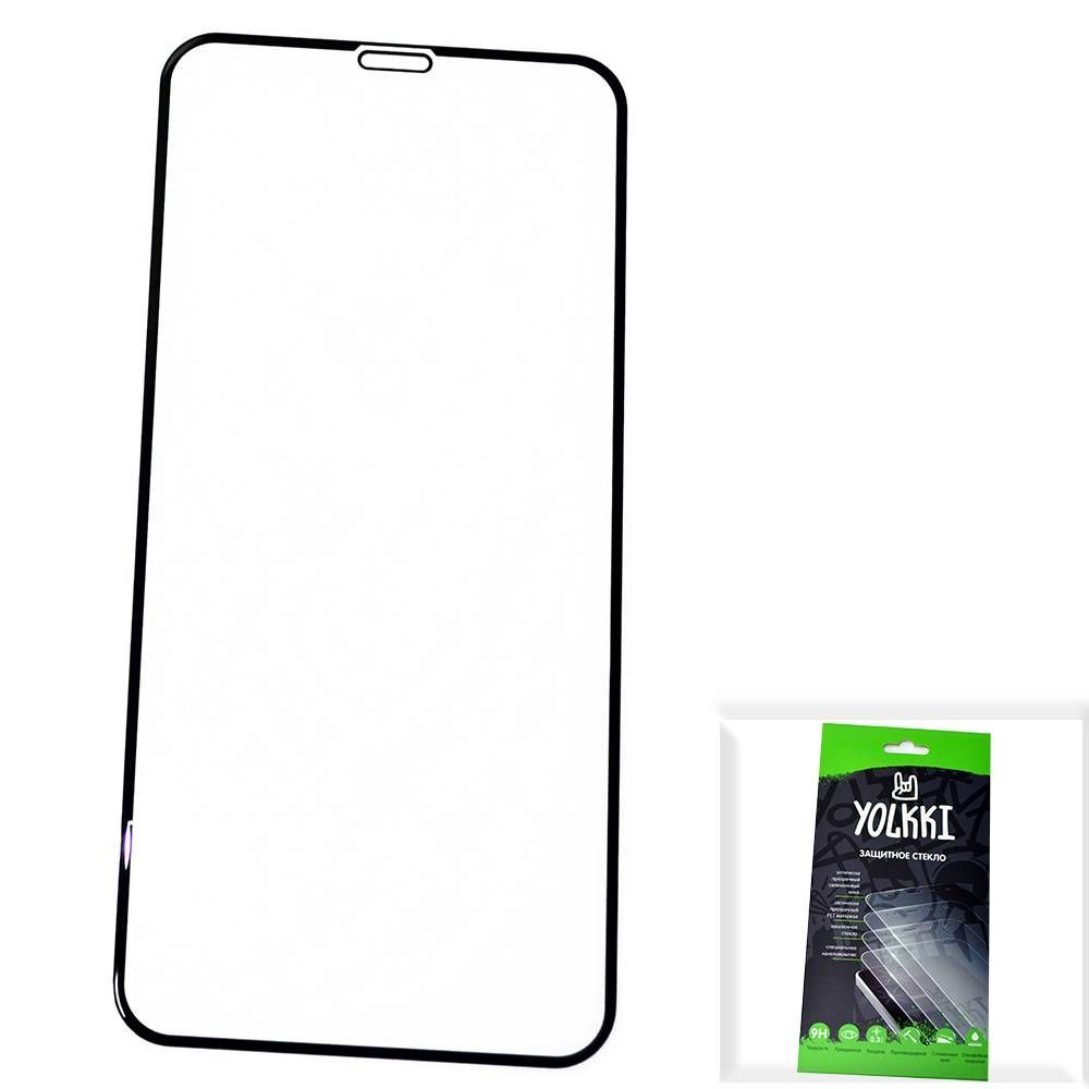 Защитное стекло iPhone X/Xs/11 Pro YOLKKI Standart 2,5D Full Glue с рамкой черное /в упаковке/