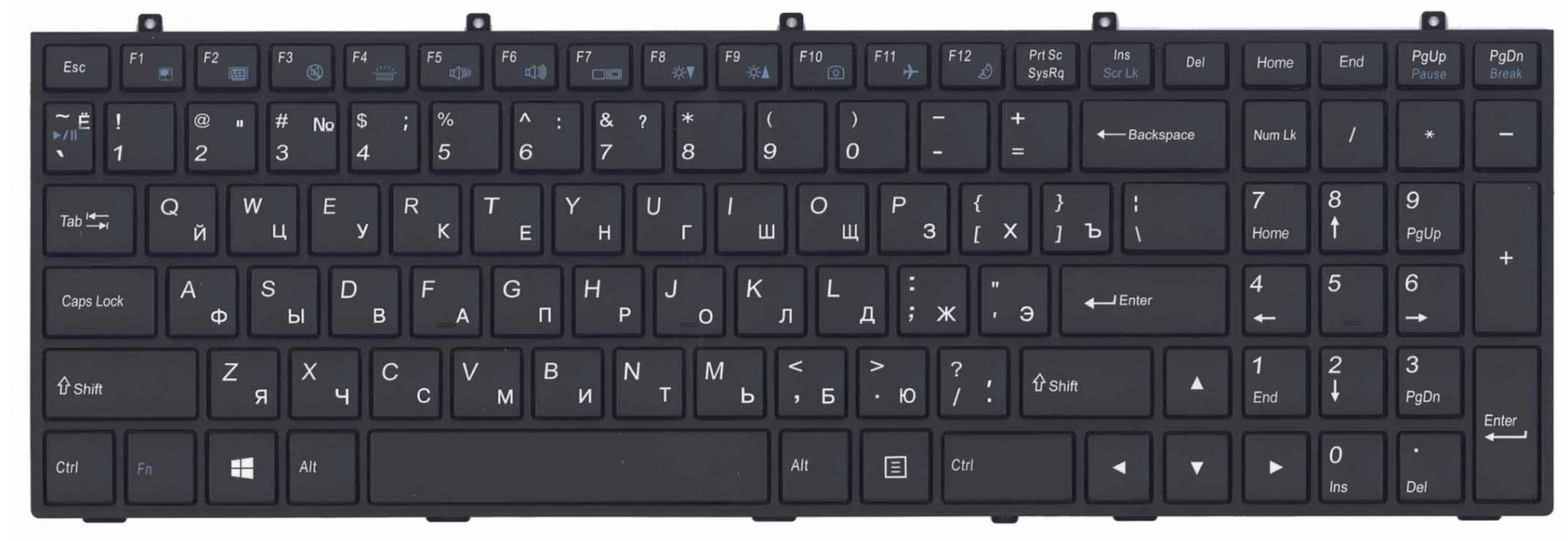 Клавиатура DNS 0170720 c рамкой (плоский ENTER) подсветка OEM