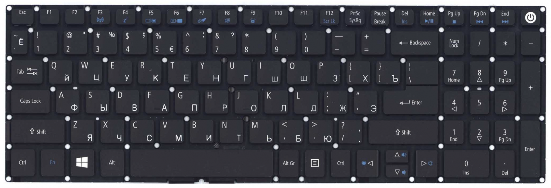 Клавиатура Acer TravelMate P257 чёрная OEM