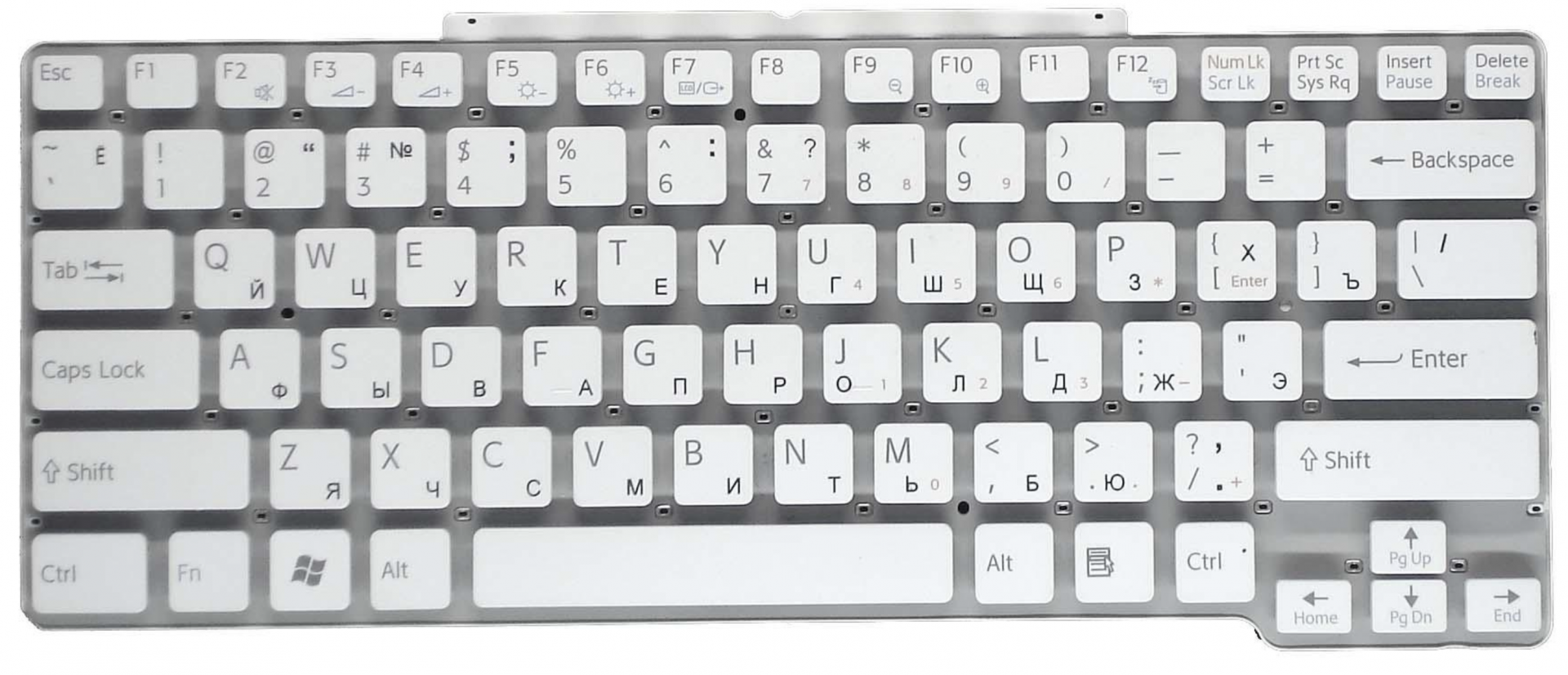 Клавиатура Sony VAIO VGN-SR165E/S белая, без рамки, OEM