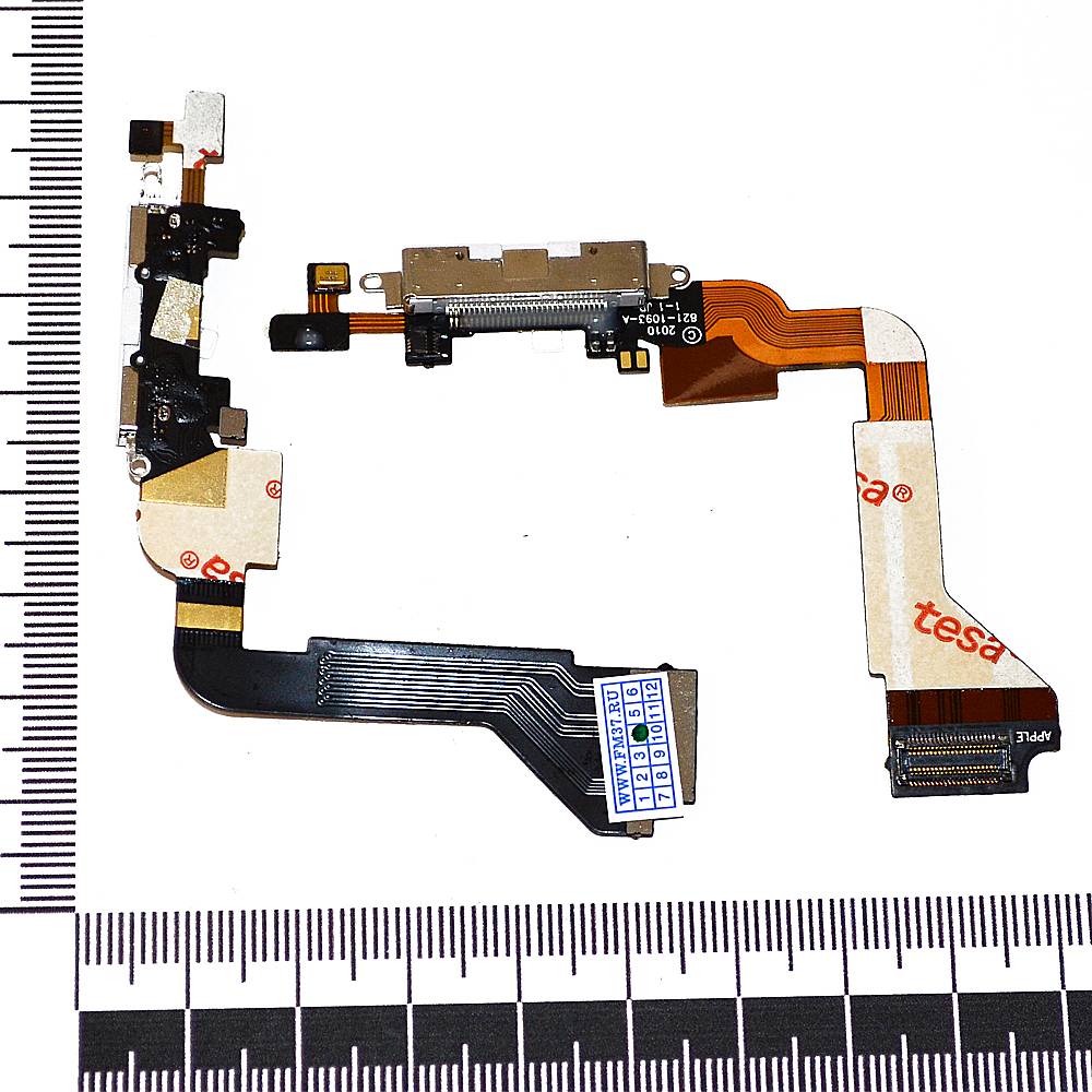 Шлейф iPhone 4 + разъем зарядки белый