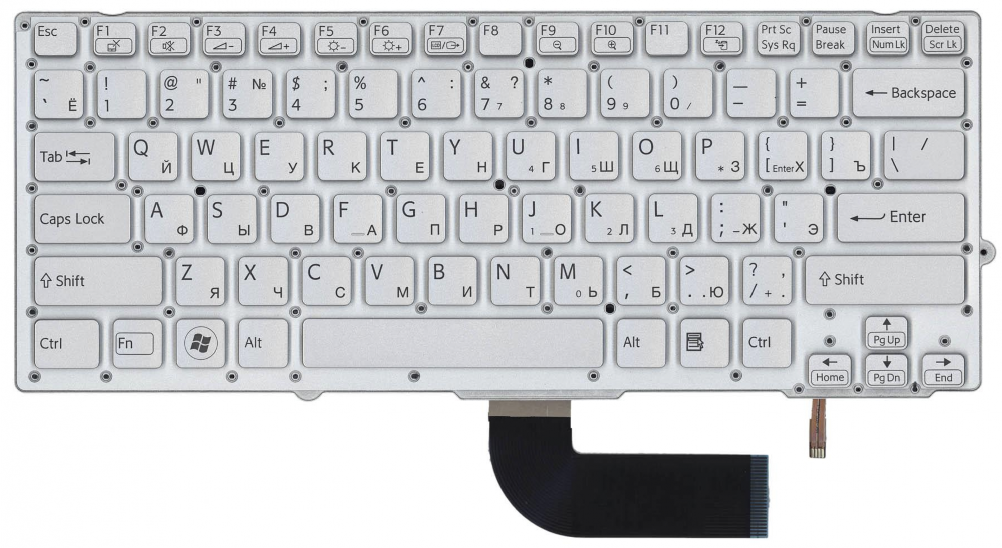 Клавиатура Sony Vaio VPC-SD VPC-SB серебристая c подсветкой