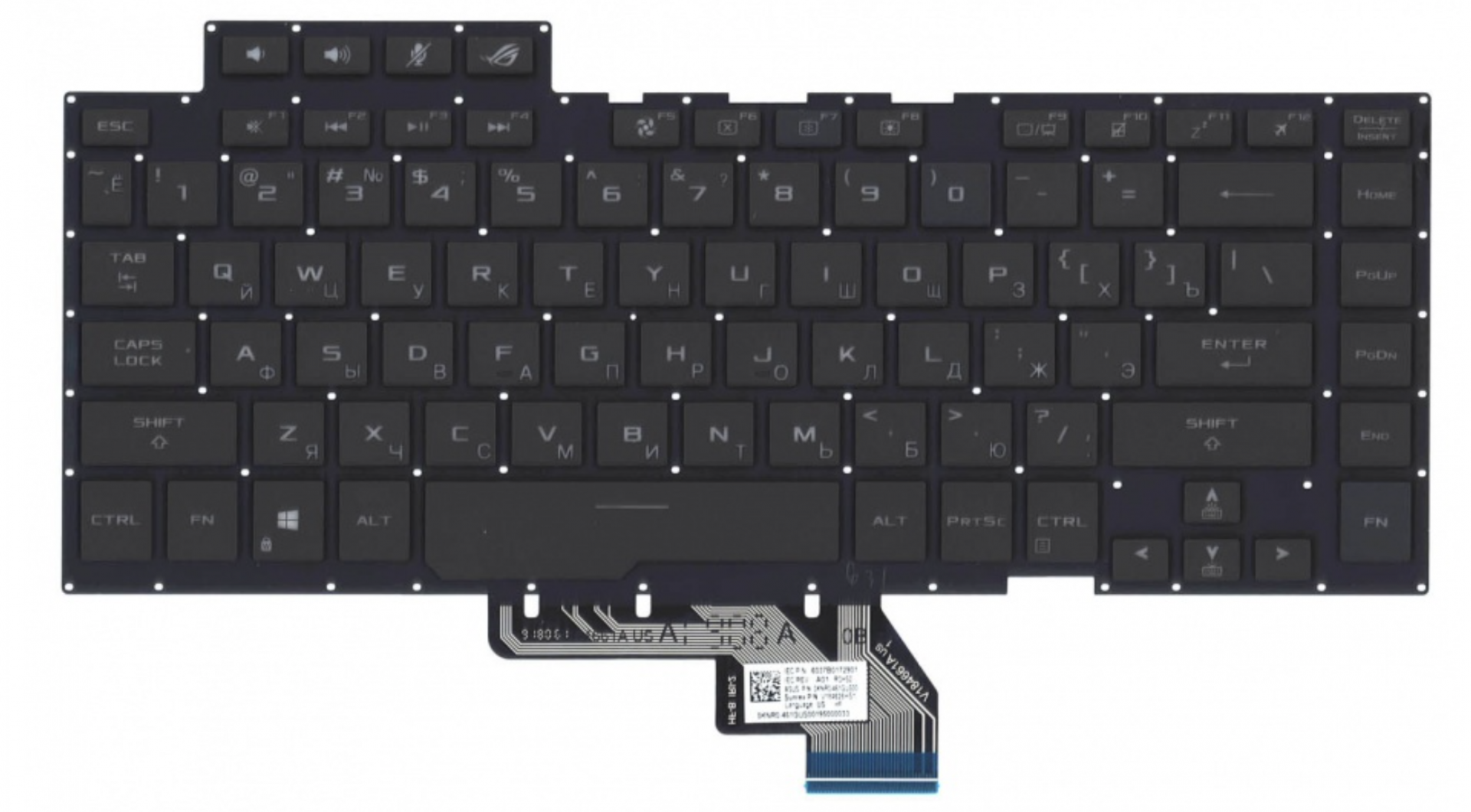 Клавиатура ASUS ROG GU502GU-ES065 ZEPHYRUS M c подсветкой, маленький энтер, OEM