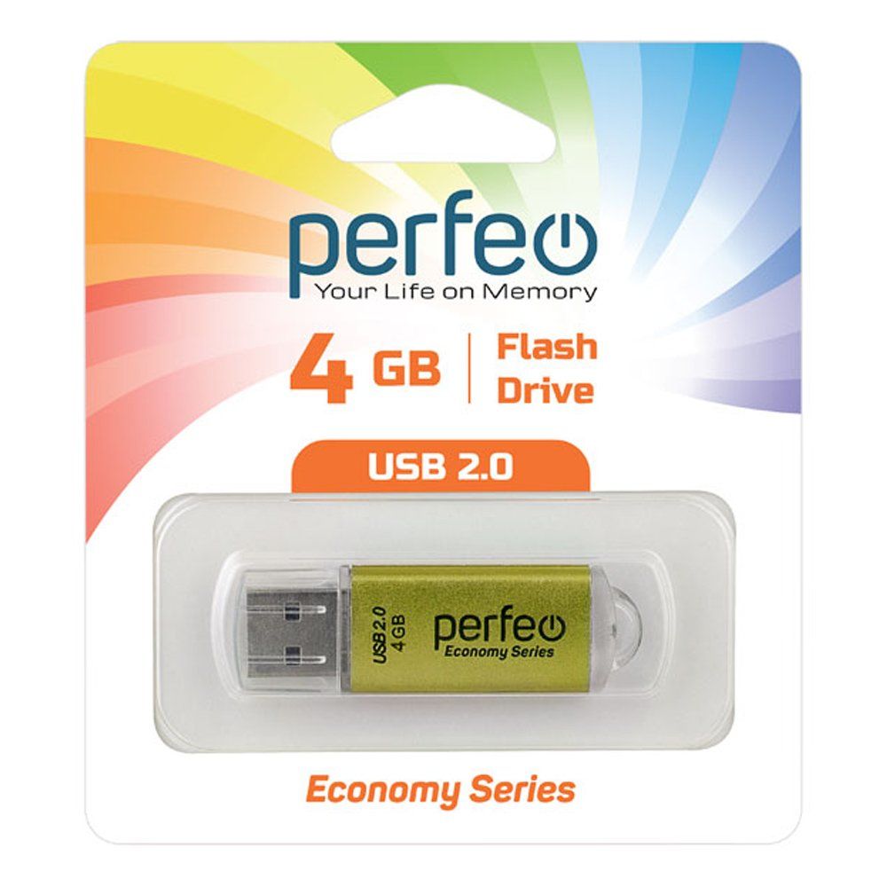 4GB USB 2.0 Flash Drive PERFEO E01 золото (PF-E01Gl004ES)
