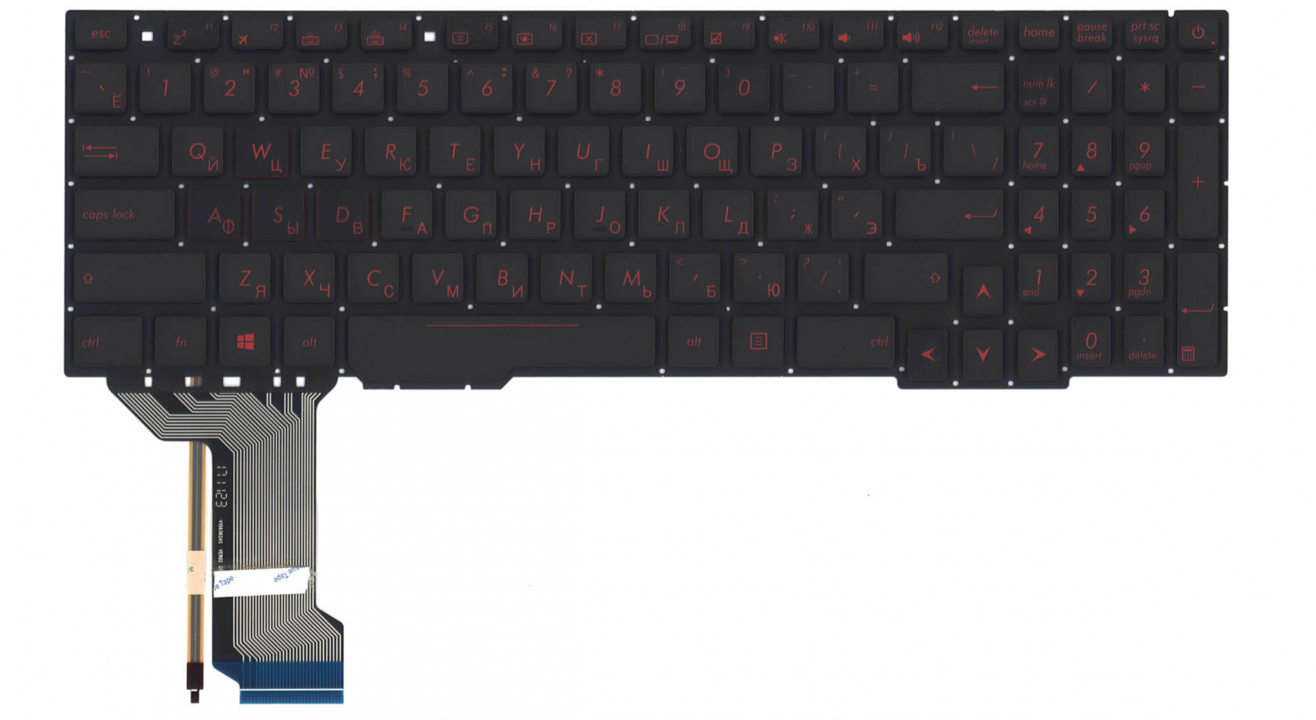 Клавиатура Asus ROG GL553VD-2D с красной подсветкой, узкий шлейф подсветки OEM