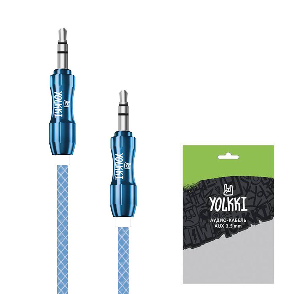 Кабель AUX YOLKKI Cymbals pack синий (1м)