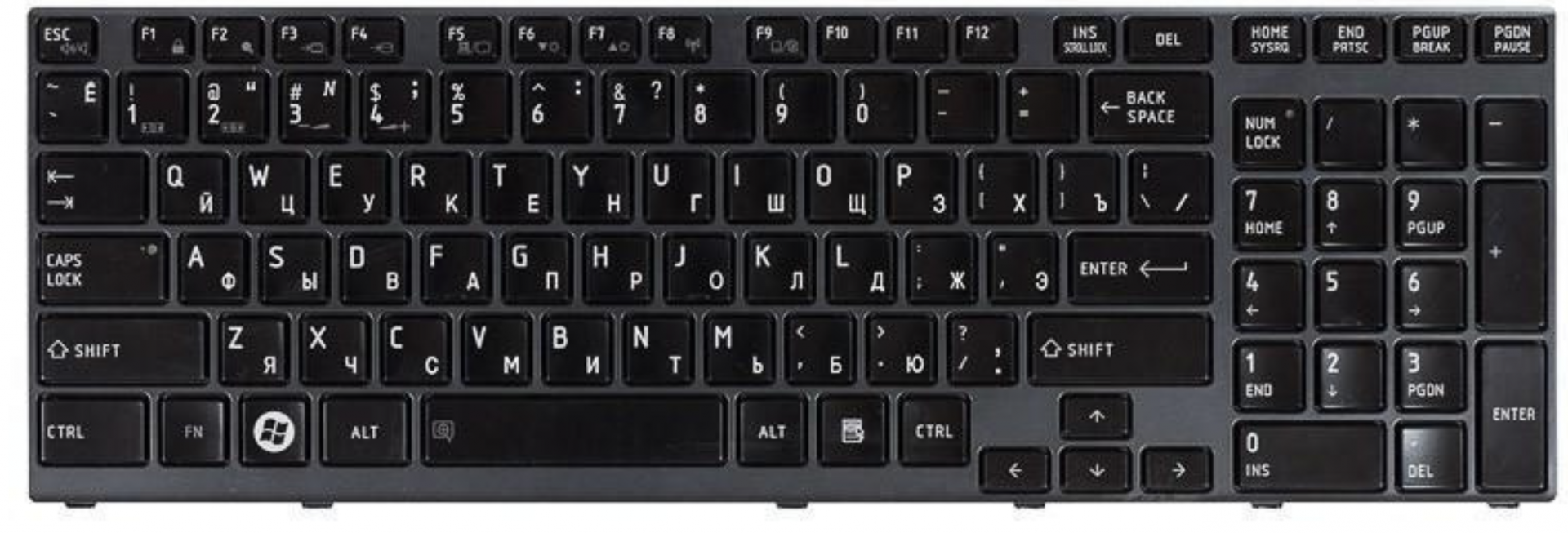 Клавиатура Toshiba Satellite A660 с черной рамкой, OEM