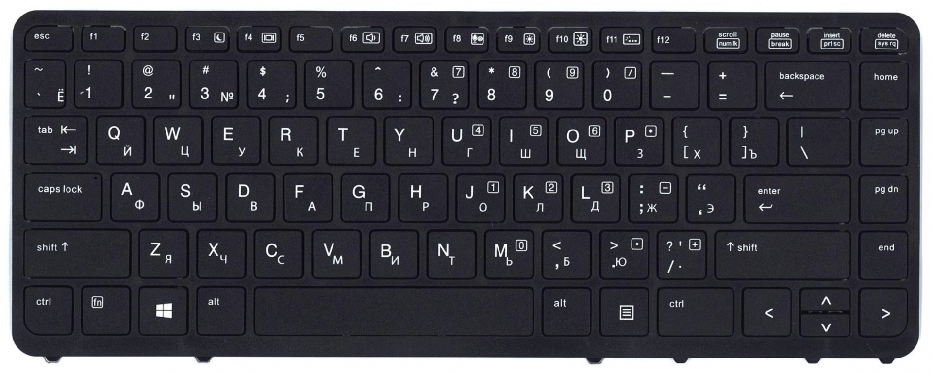 Клавиатура HP Elitebook 840 G1 с рамкой, без указателя, OEM