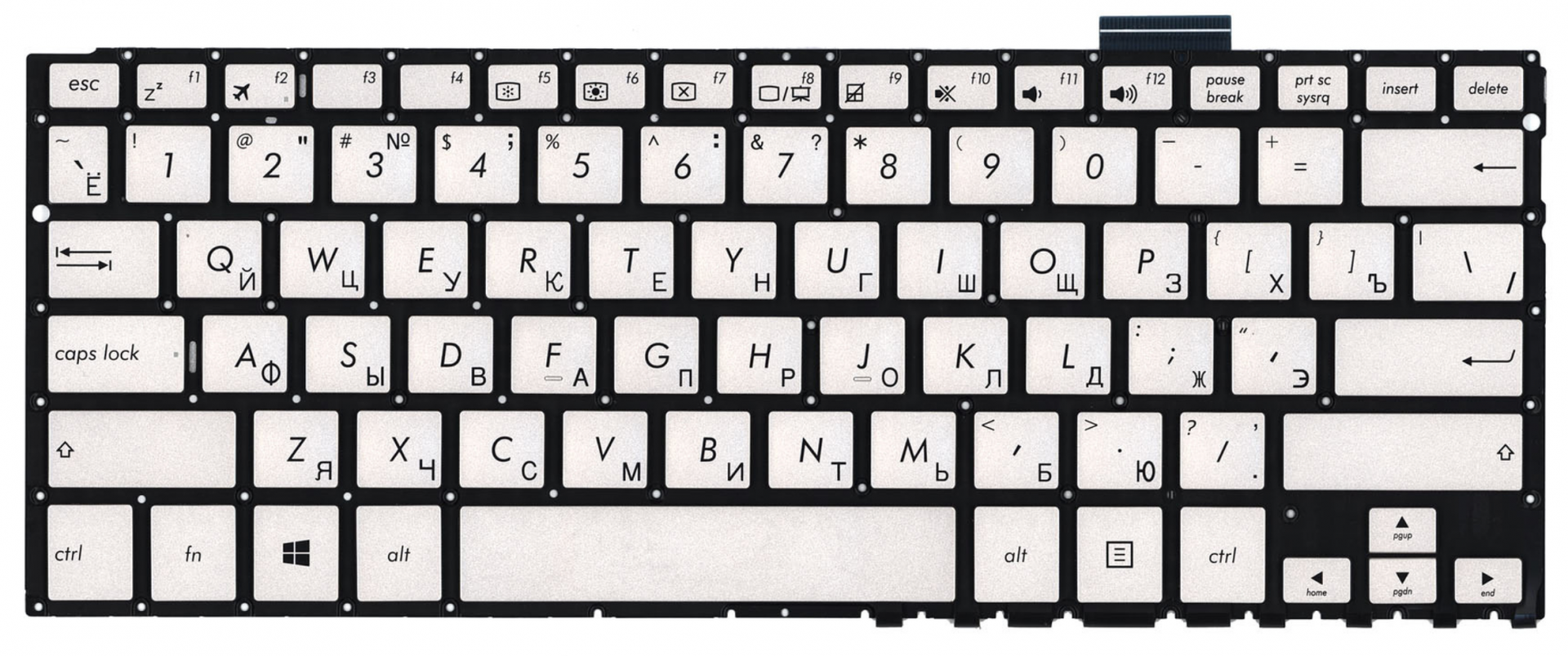 Клавиатура Asus Zenbook Flip UX360CA серебристая, OEM