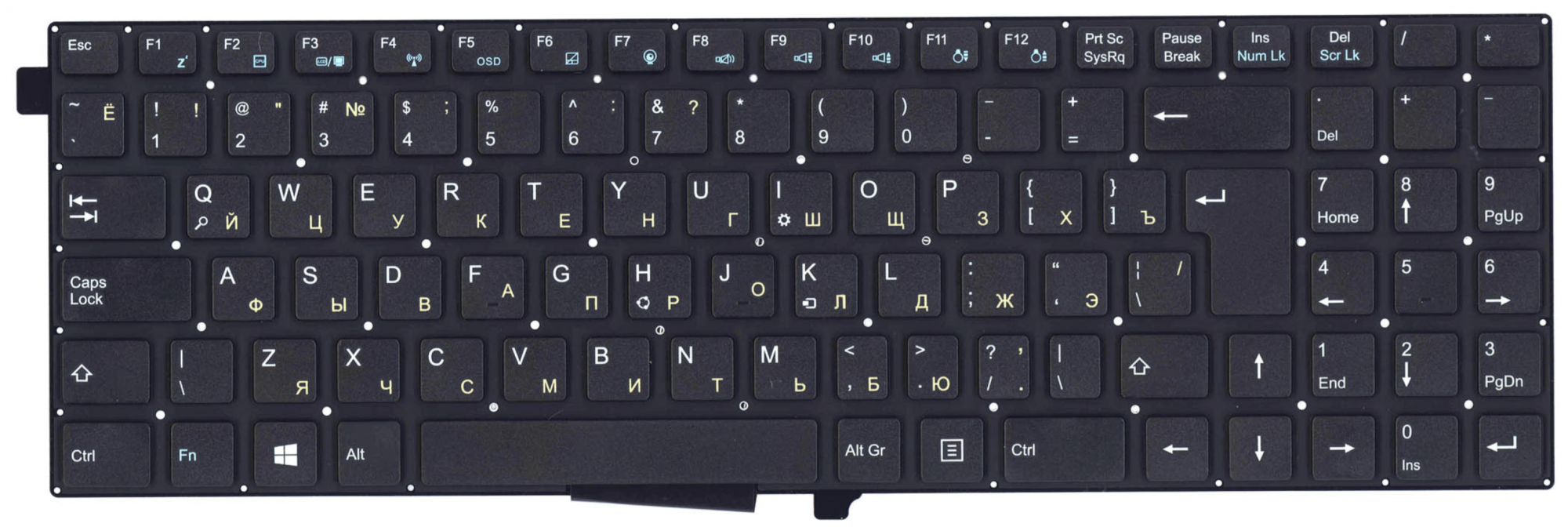 Клавиатура DNS Clevo W550 без рамки, OEM