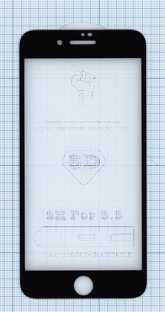 Защитное стекло 6D для Apple iPhone 7/8  Plus черное