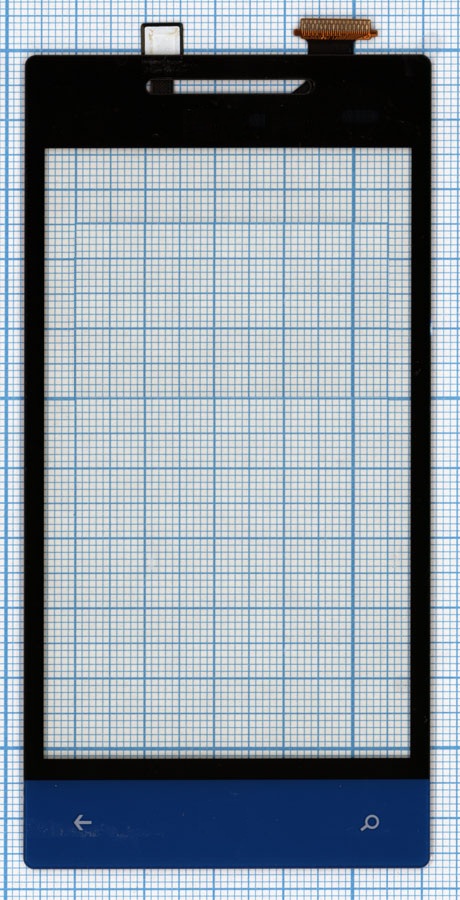 Сенсорное стекло (тачскрин) для HTC Windows Phone 8S (A620e) черное с синим