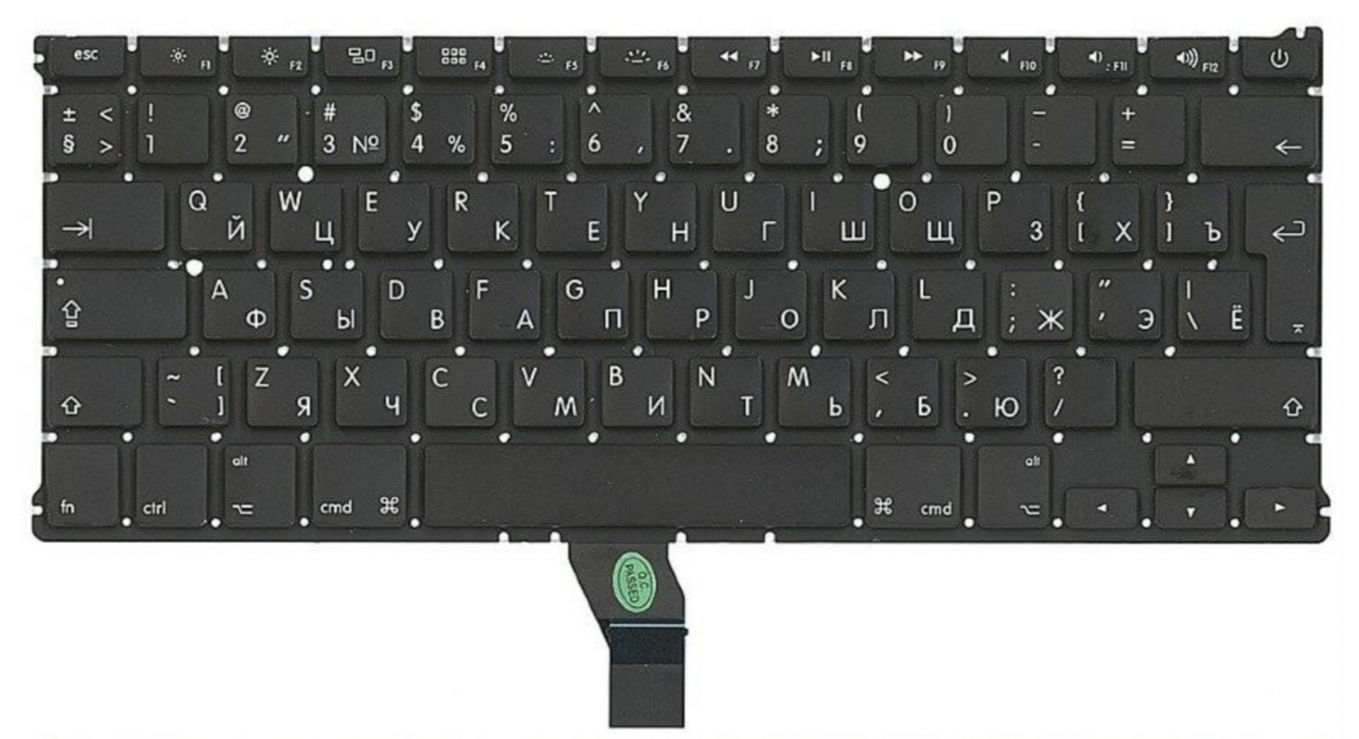 Клавиатура Apple MacBook Air 13.3" середина 2011 A1369 (MC966LL/A) с подсветкой, большой Enter, OEM