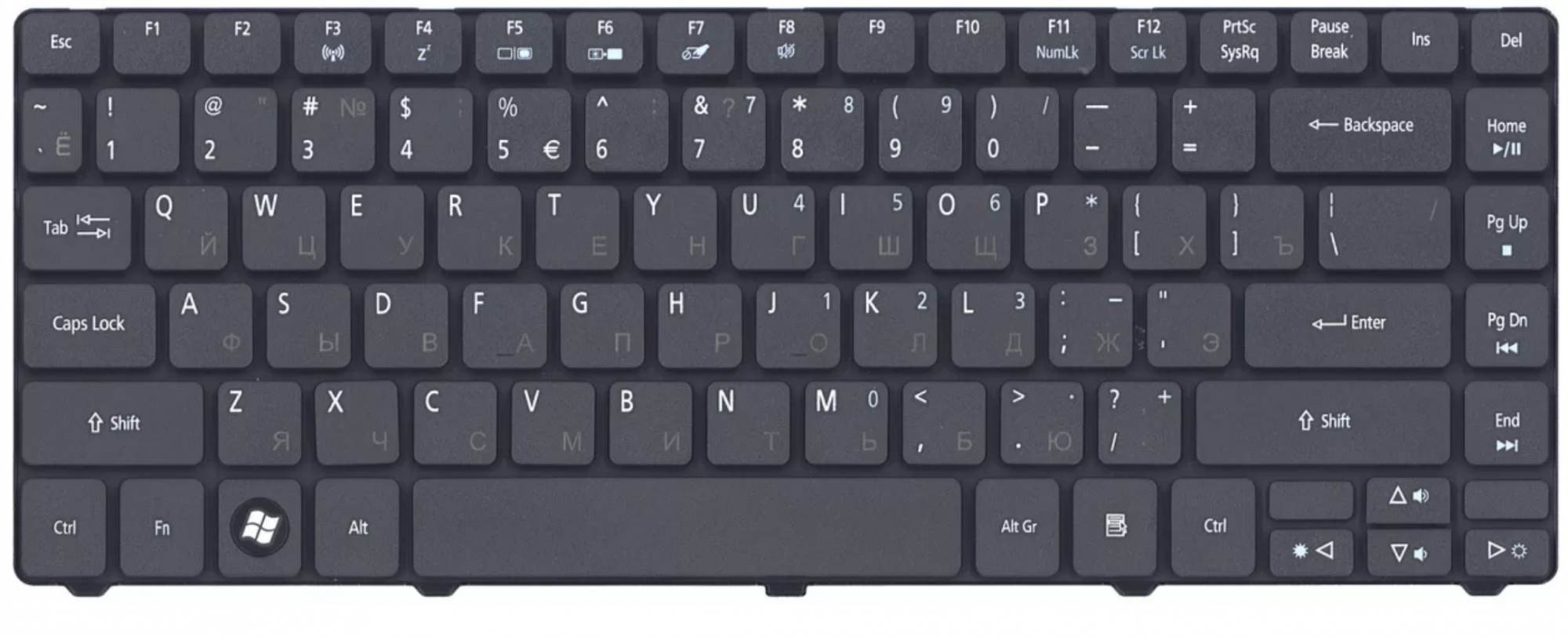 Клавиатура Acer Aspire TimelineX 4820T матовая, OEM