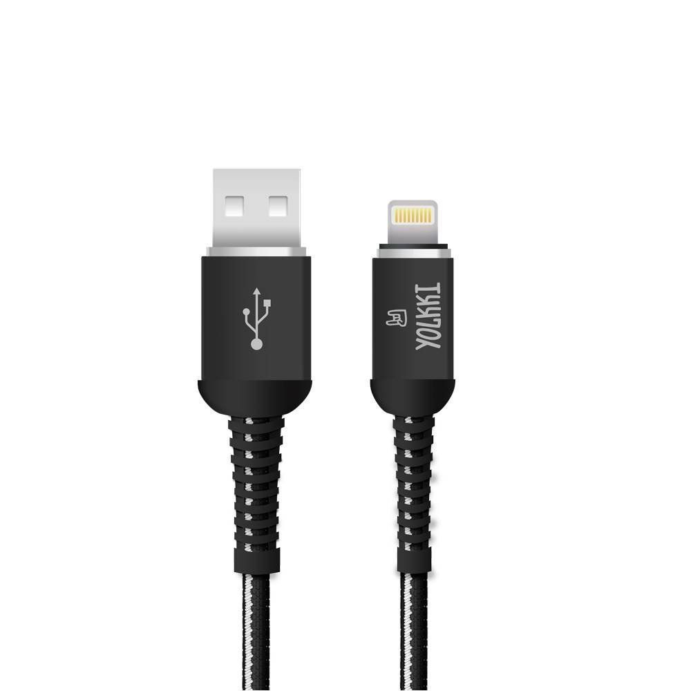 Кабель USB - Lightning 8-pin YOLKKI Pro 02 NEW box черный (1м) /max 2,1A/