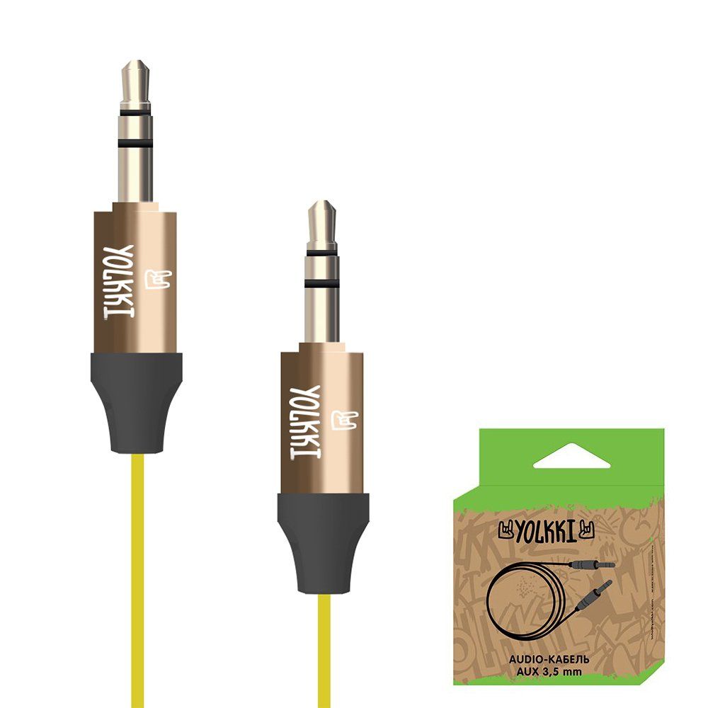 Кабель AUX YOLKKI Piano box желтый (1м)