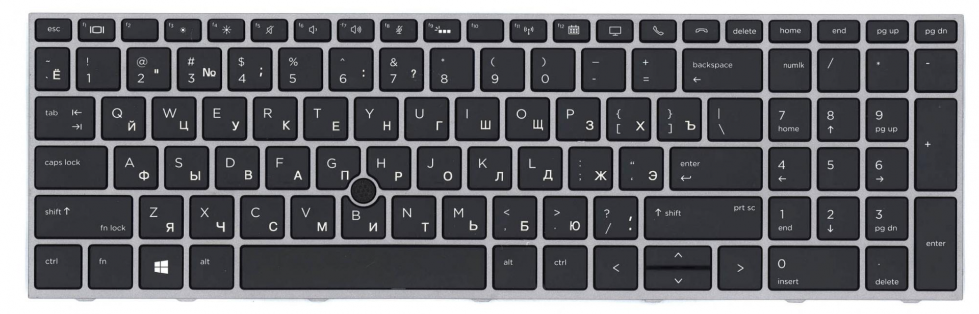 Клавиатура HP ZBook 15 G5 2ZC41EA с серебристой рамкой и подсветкой, OEM