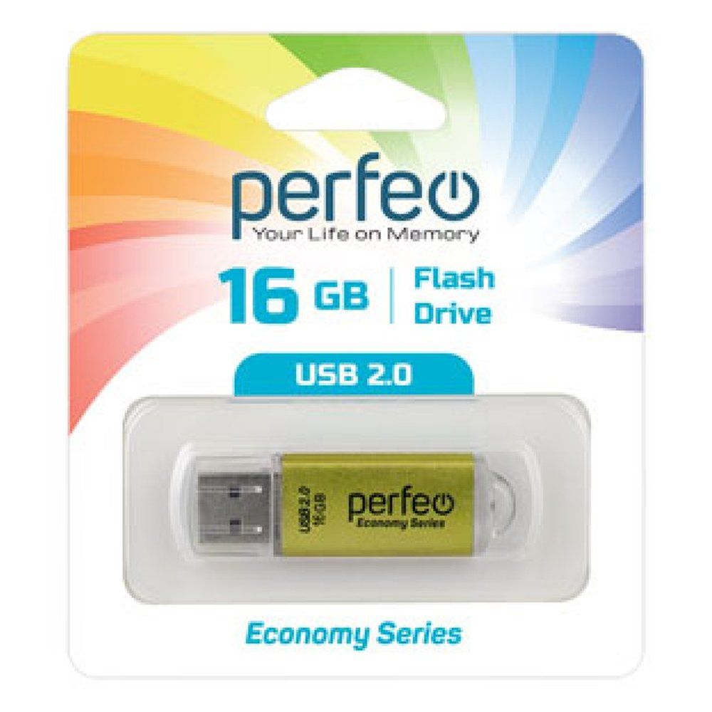 16GB USB 2.0 Flash Drive PERFEO E01 золото (PF-E01GI016ES)