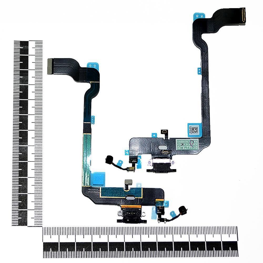 Шлейф iPhone Xs + разъем зарядки серый orig Factory