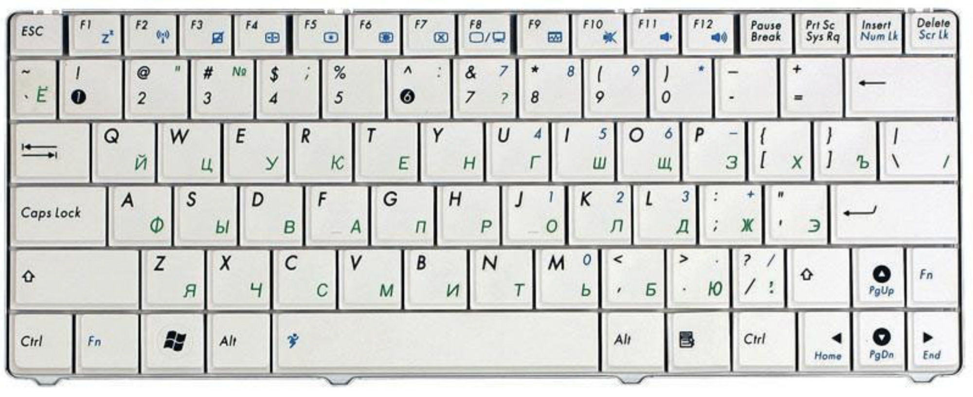 Клавиатура ASUS Eee PC 1101 белая, OEM
