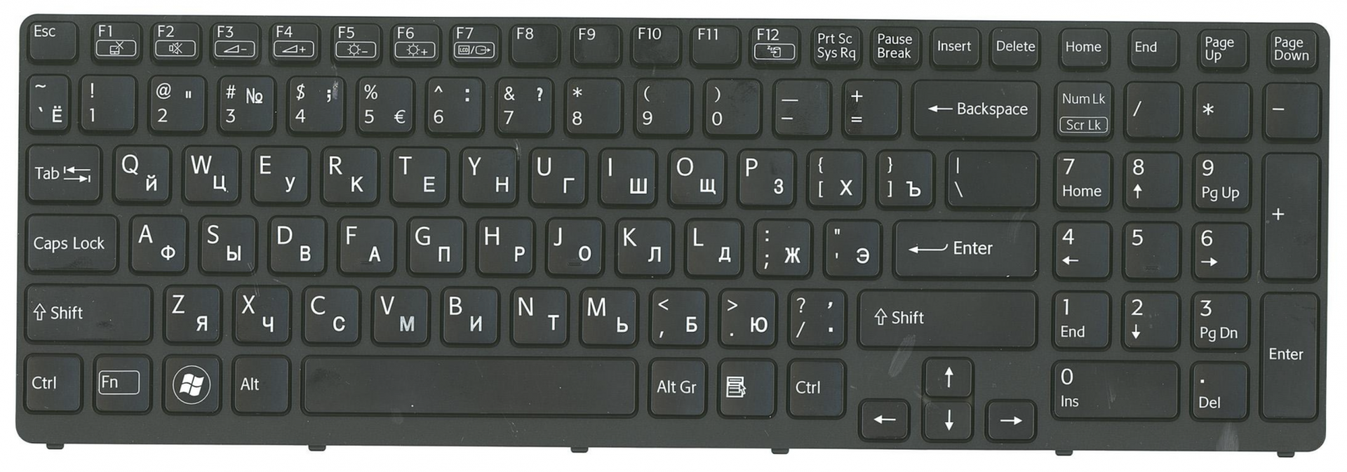 Клавиатура Sony VAIO SVE17135CXB с подсветкой, OEM