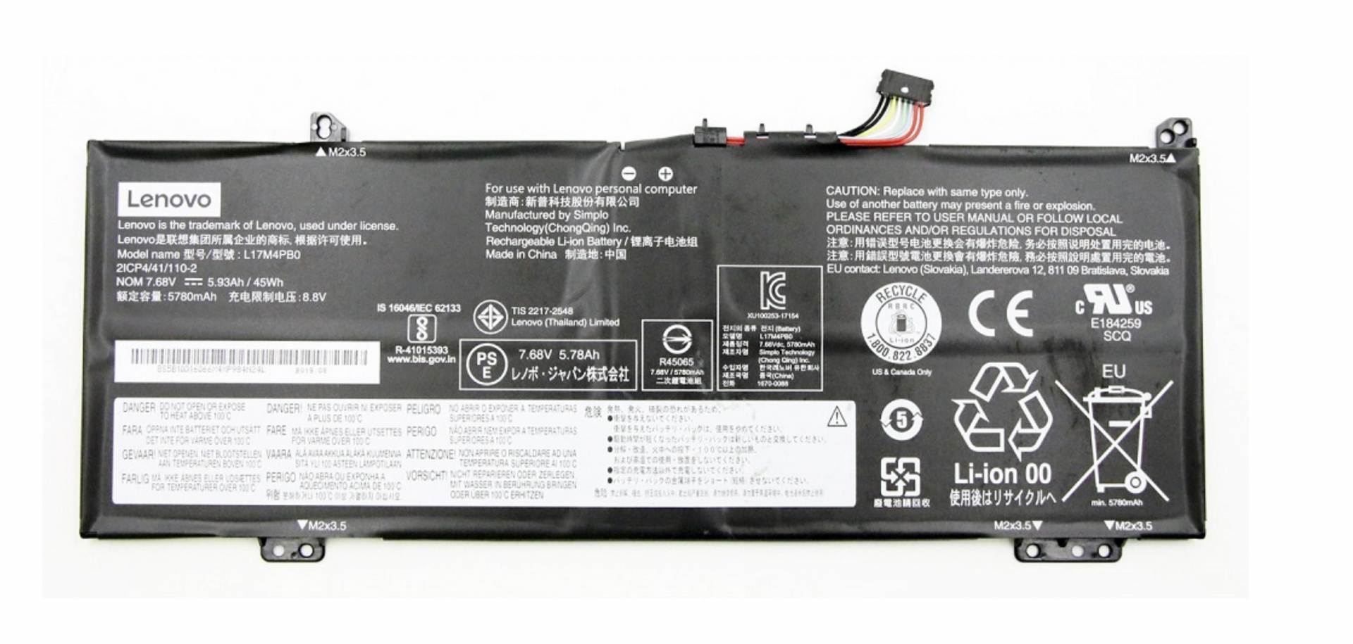 Аккумулятор Lenovo Yoga 530-14ARR 7.68V, 5930mAh, Original