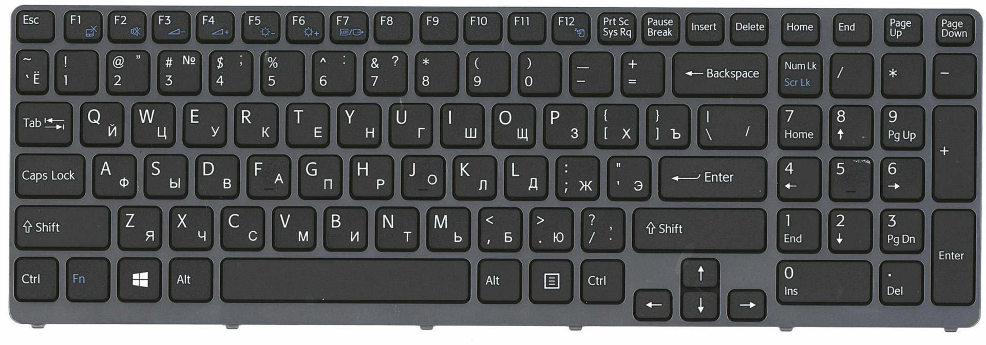 Клавиатура Sony VAIO SVE17132CXB с рамкой, OEM