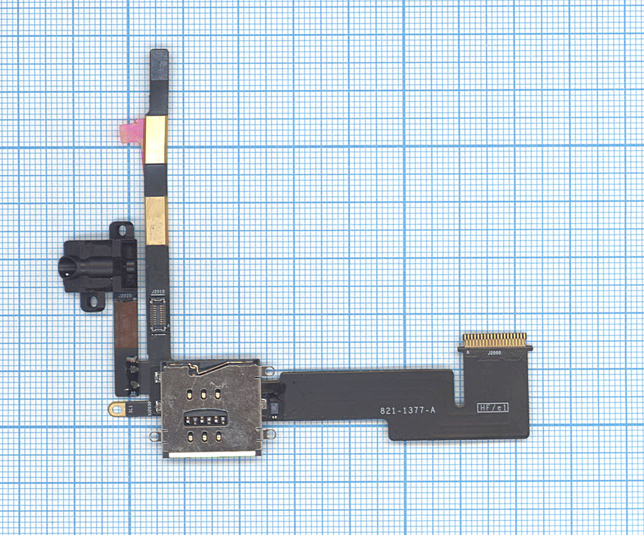 Шлейф аудио разъема с коннектором Sim карты для планшета Apple iPad 2