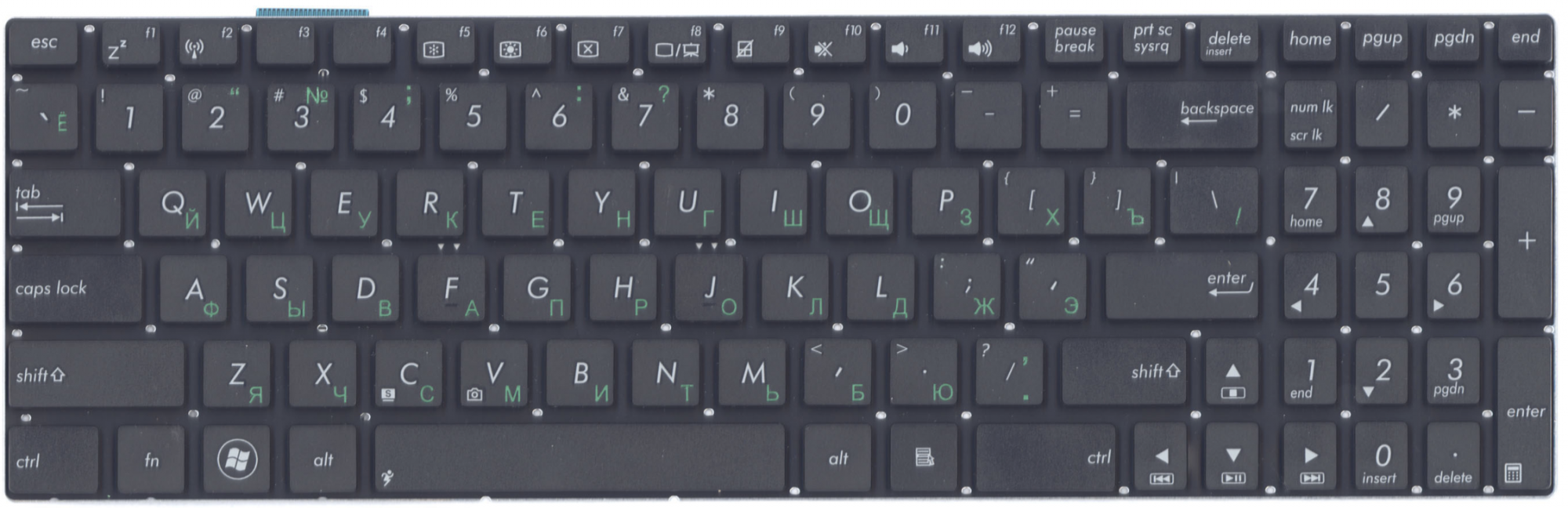 Клавиатура ASUS N76VJ чёрная, OEM