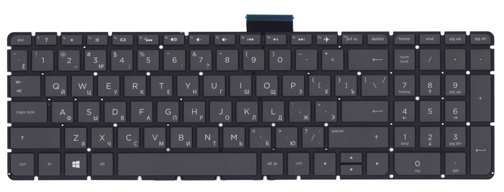 Клавиатура HP Pavilion 15-bc016ur серая с подсветкой, OEM