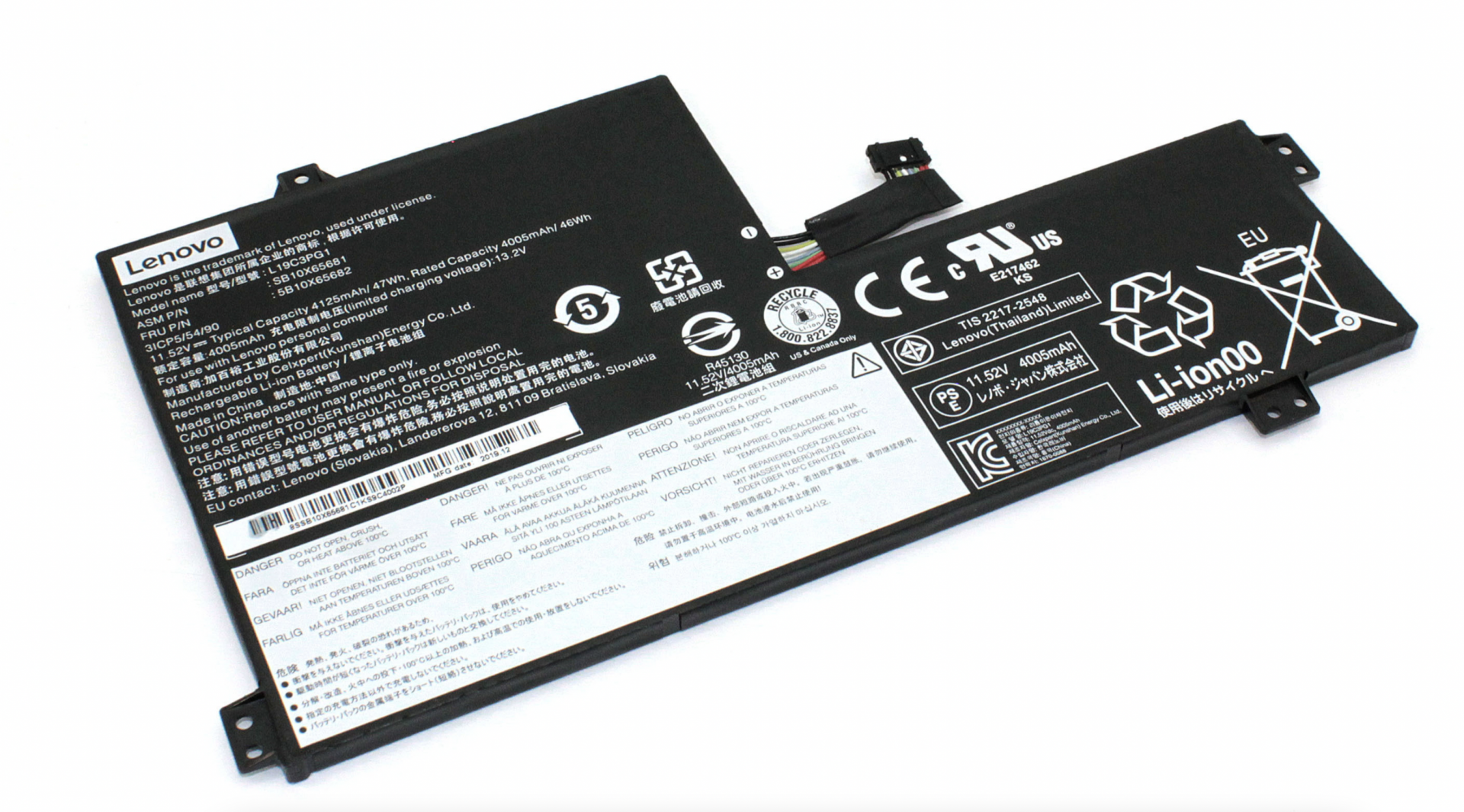 Аккумулятор Lenovo L19C3PG1 11.52V 4125mAh Original