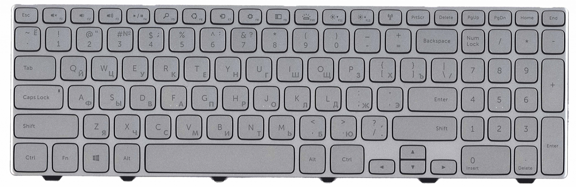 Клавиатура Dell Inspiron 15-7000 серебристая с подсветкой, OEM