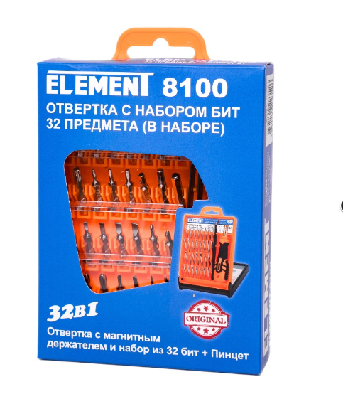 Отвёртка с набором бит ELEMENT 8100
