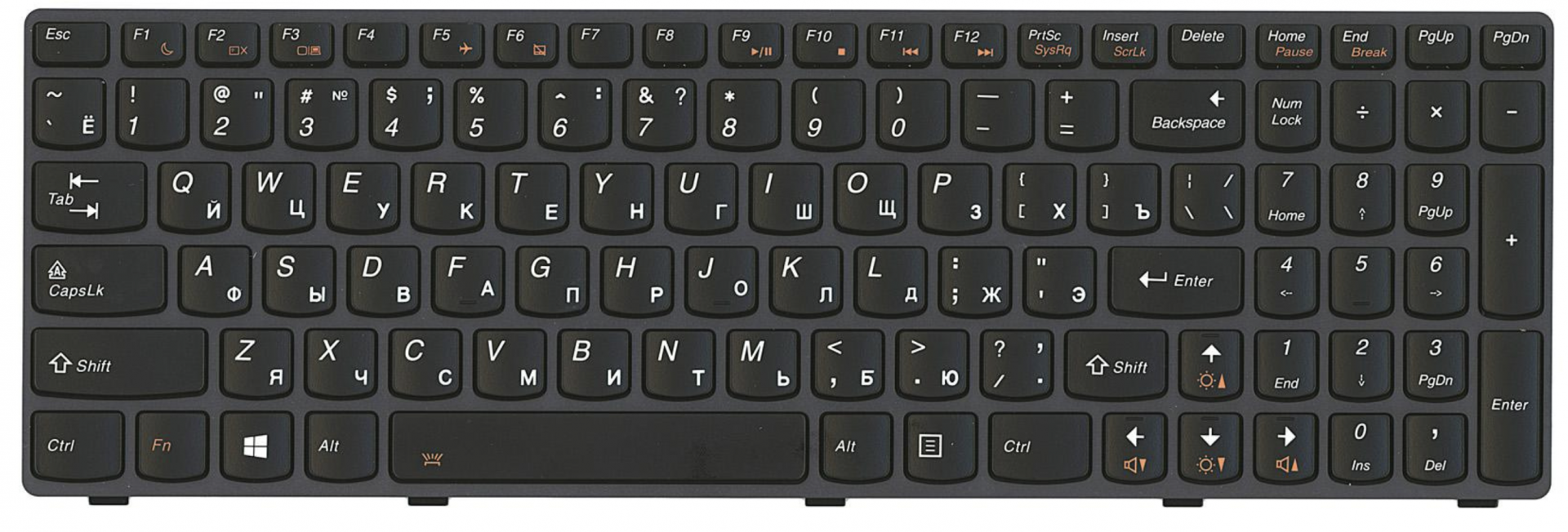 Клавиатура Lenovo IdeaPad Y580 с подсветкой, OEM