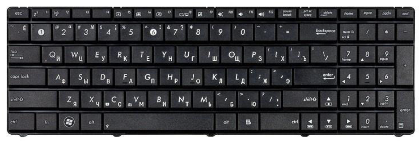 Клавиатура Asus A73SD матовая, OEM