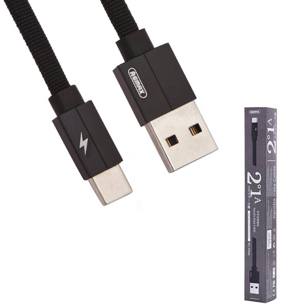 Кабель USB - TYPE-C REMAX Kerolla RC-094a черный (2м) /max 2,1A/