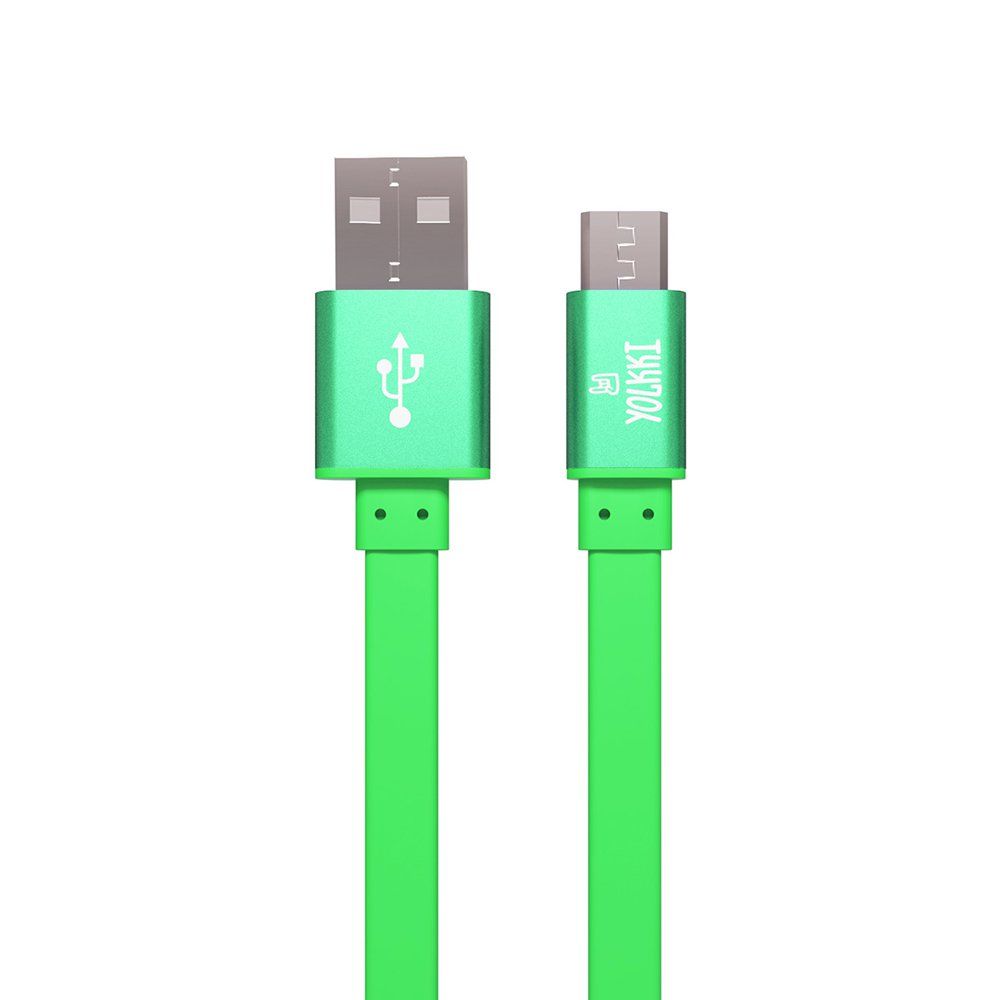 Кабель USB - micro USB YOLKKI Trend 01 зеленый (1м) /max 2A/