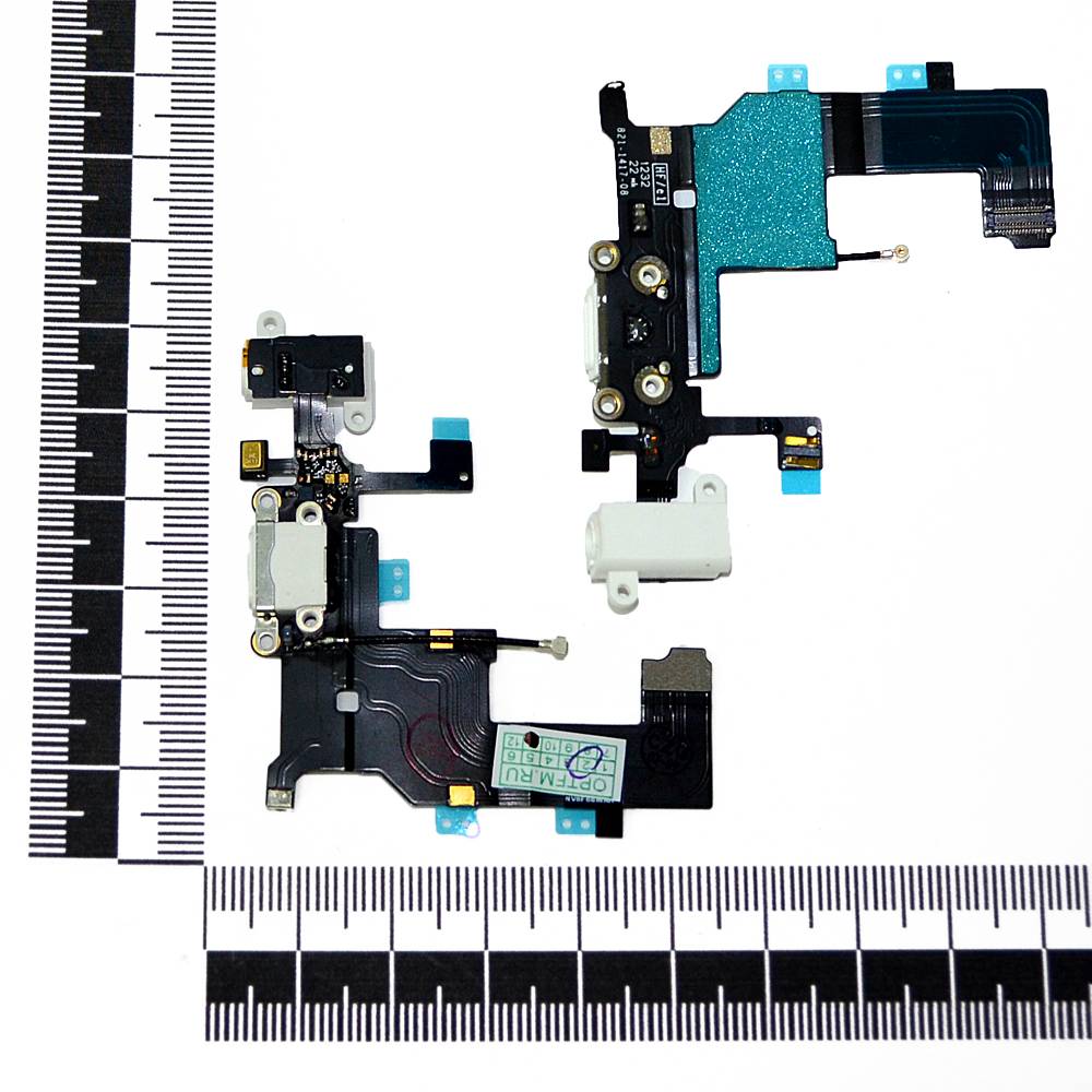 Шлейф iPhone 5 + разъем зарядки + разъем гарнитуры + микрофон + антенна белый orig Factory