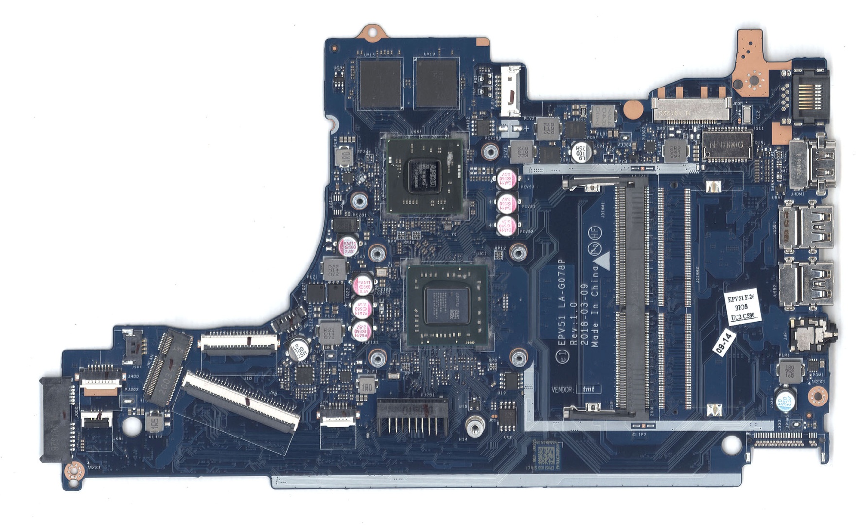 Материнская плата LA-G078P HP 255 G7 15T-DB 15-DB 15-DA 530 2GB A6-9225