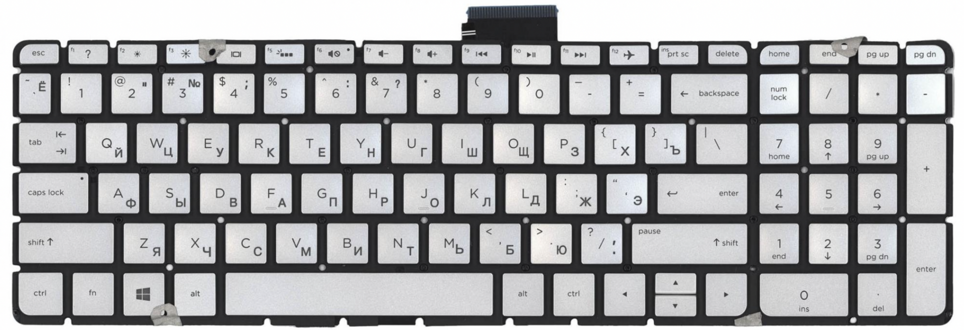 Клавиатура HP Pavilion 15-cs1000ur серебристая, с подсветкой, OEM