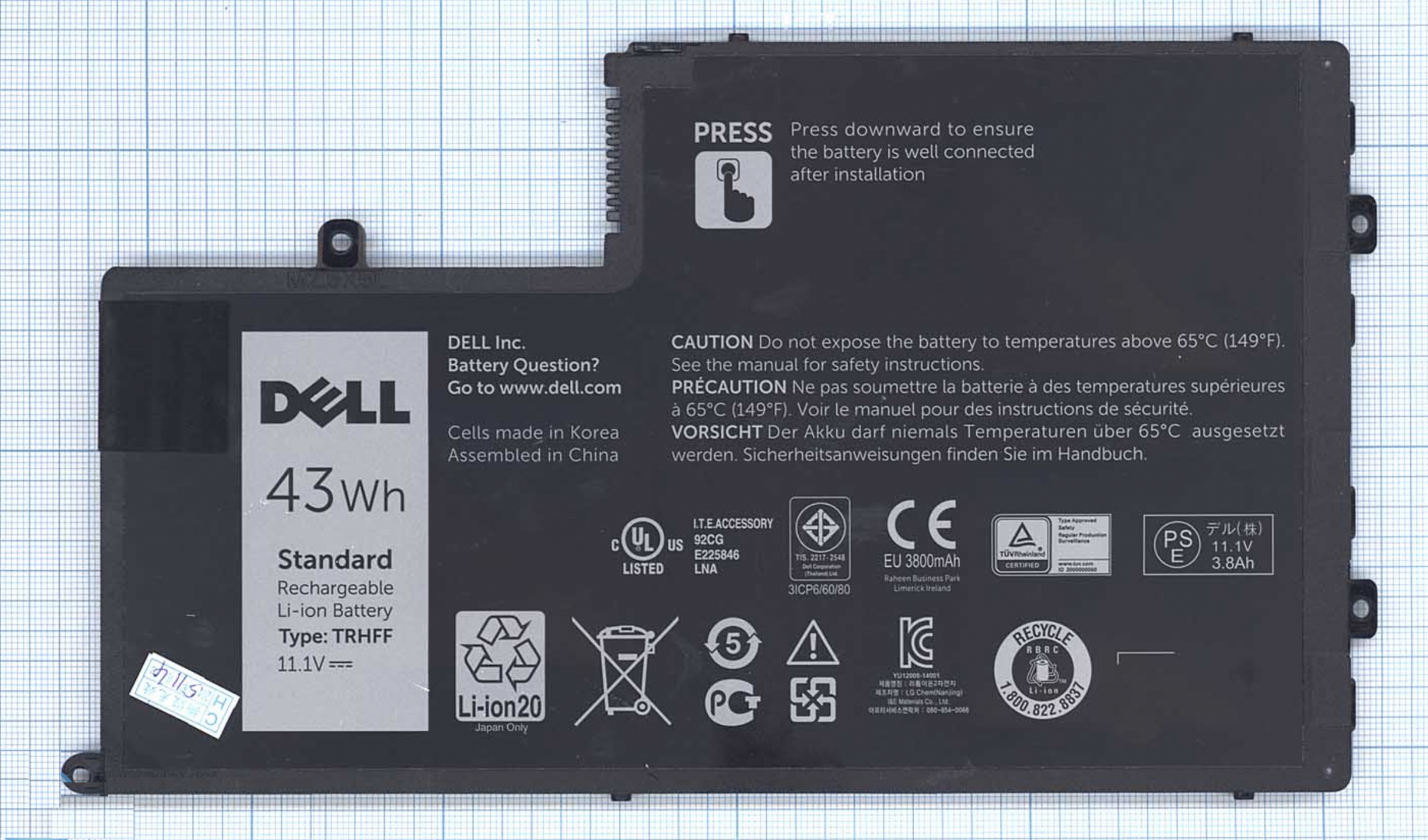 Аккумулятор DELL Latitude 3450 11.1V, 43Wh, Original