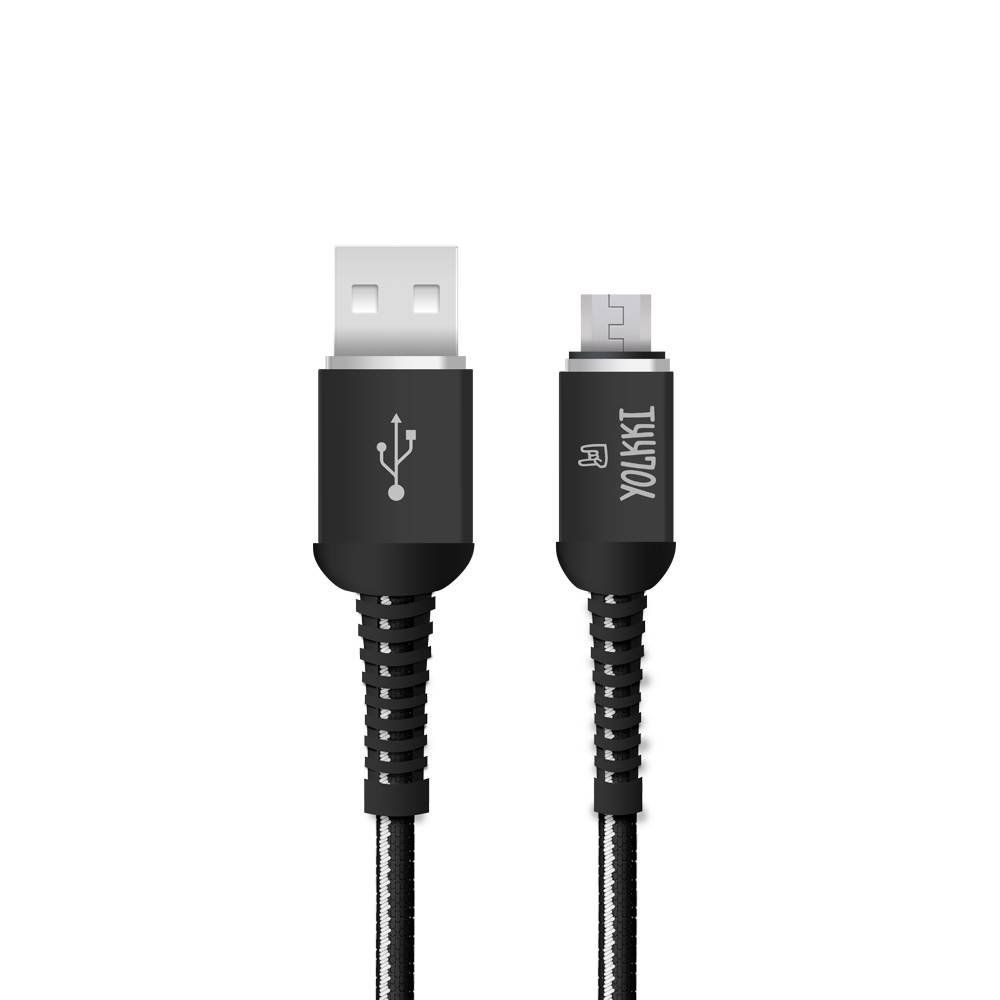 Кабель USB - micro USB YOLKKI Pro 02 pack черный (1м) /max 2,1A/