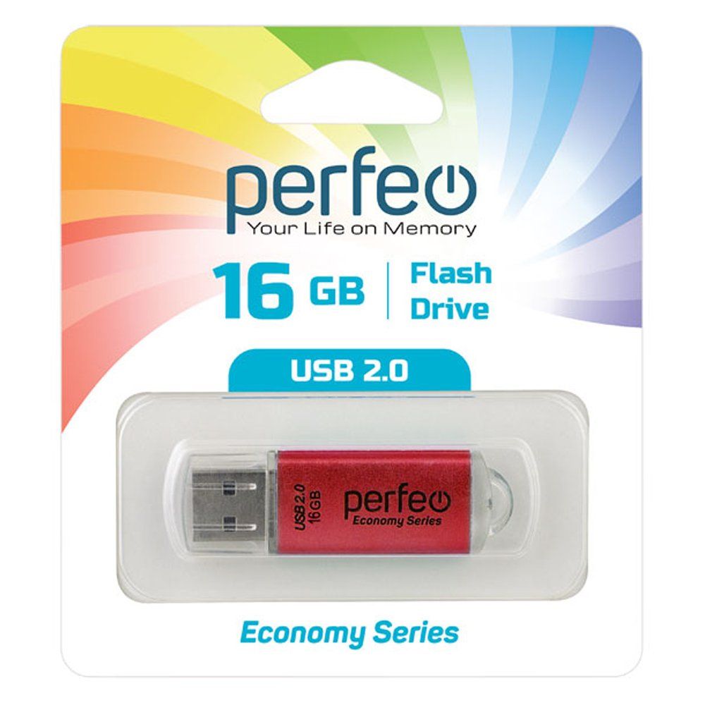 16GB USB 2.0 Flash Drive PERFEO E01 красный (PF-E01R016ES)